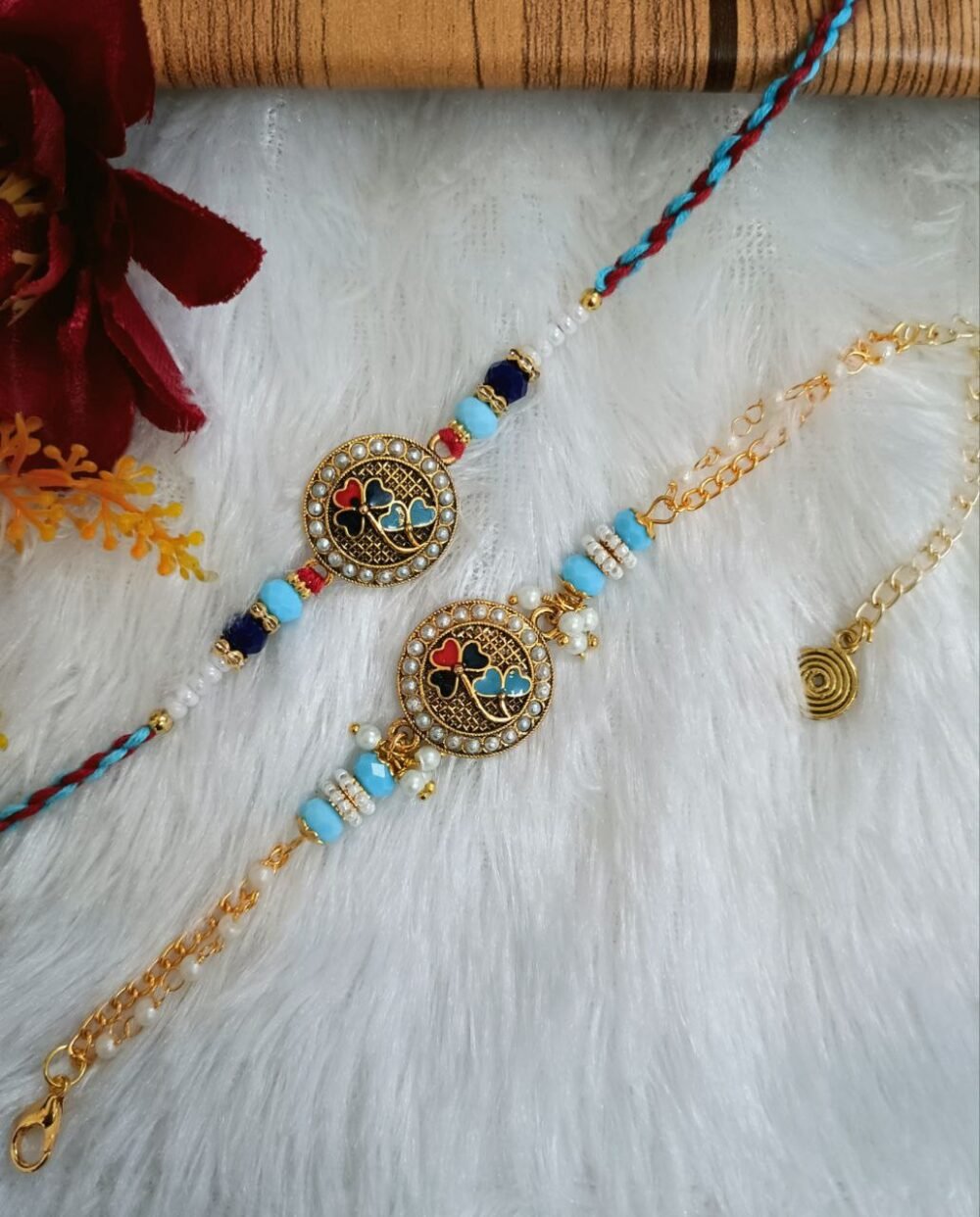 Twin Elegance Rakhi Set – Colorful Threads with Contemporary Charm